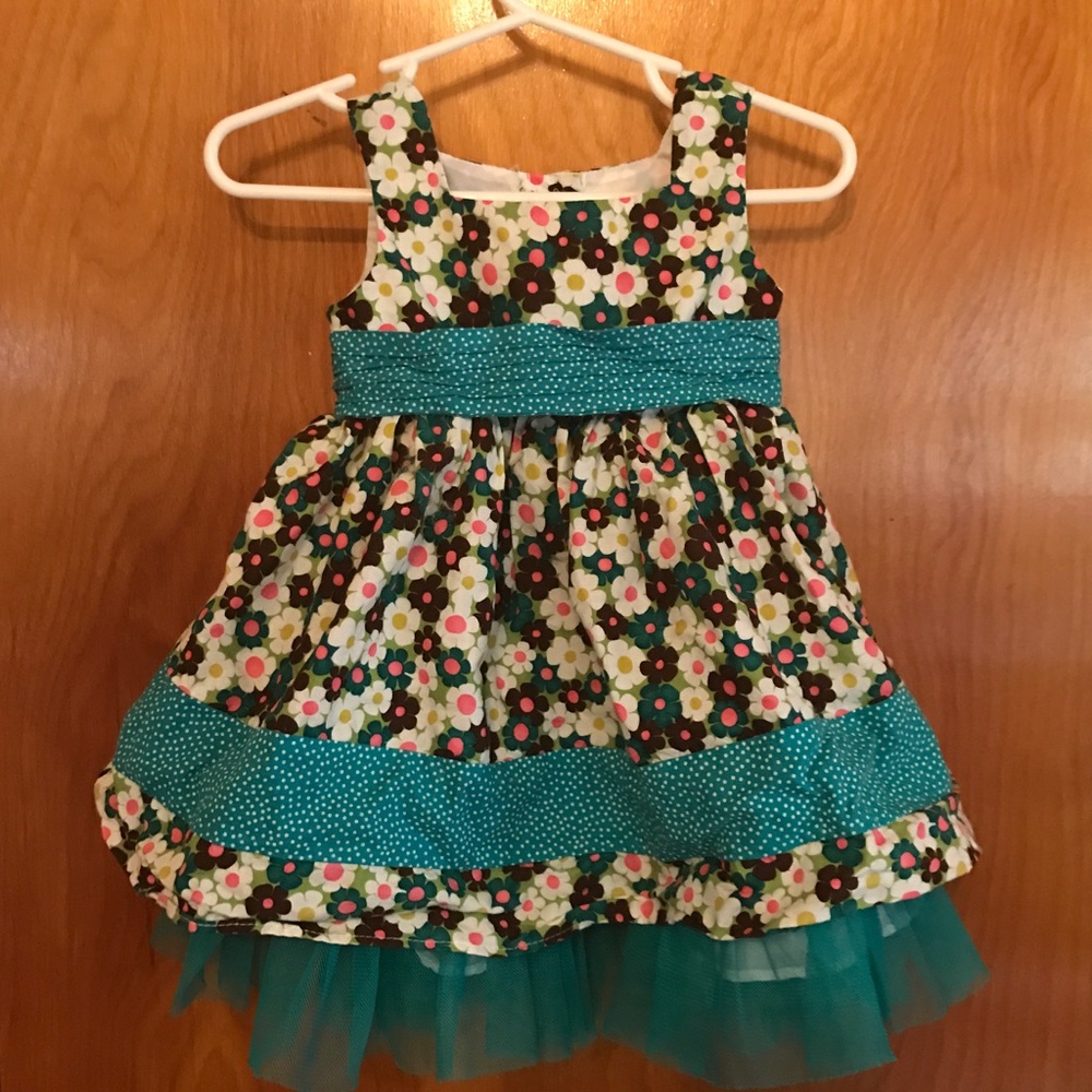 EUC Spring Dress with Tull and Sash Size 12 mo.